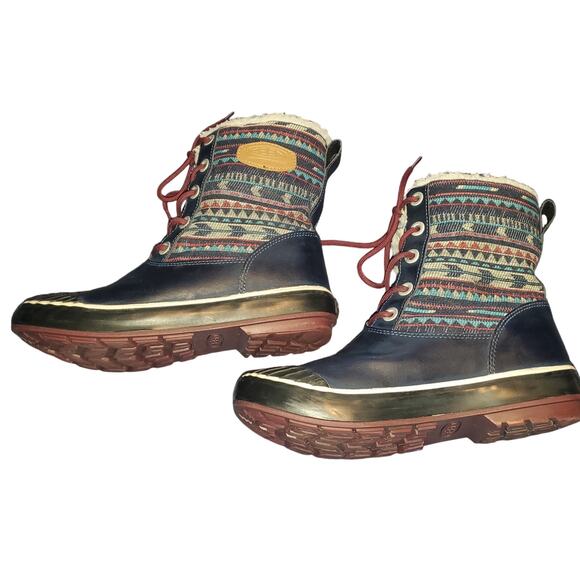 Keen Elsa Size 6 Womans Waterproof Faux Leather Winter Insulated Boot Aztec Navy - Picture 5 of 10